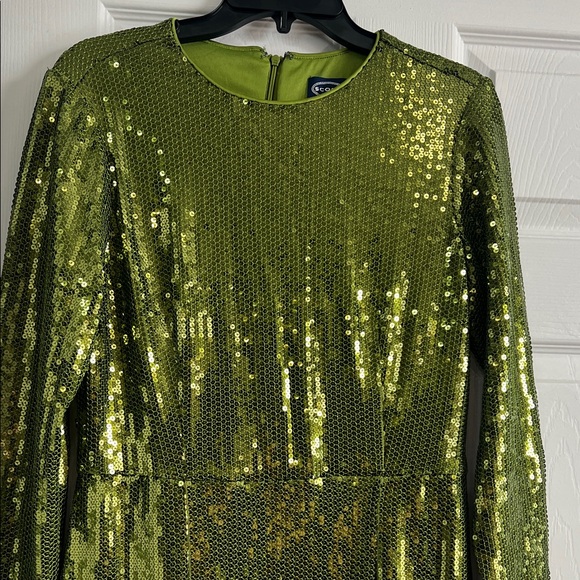 Scoop NYC Green Sequin Long Sleeve Dress - Picture 2 of 4